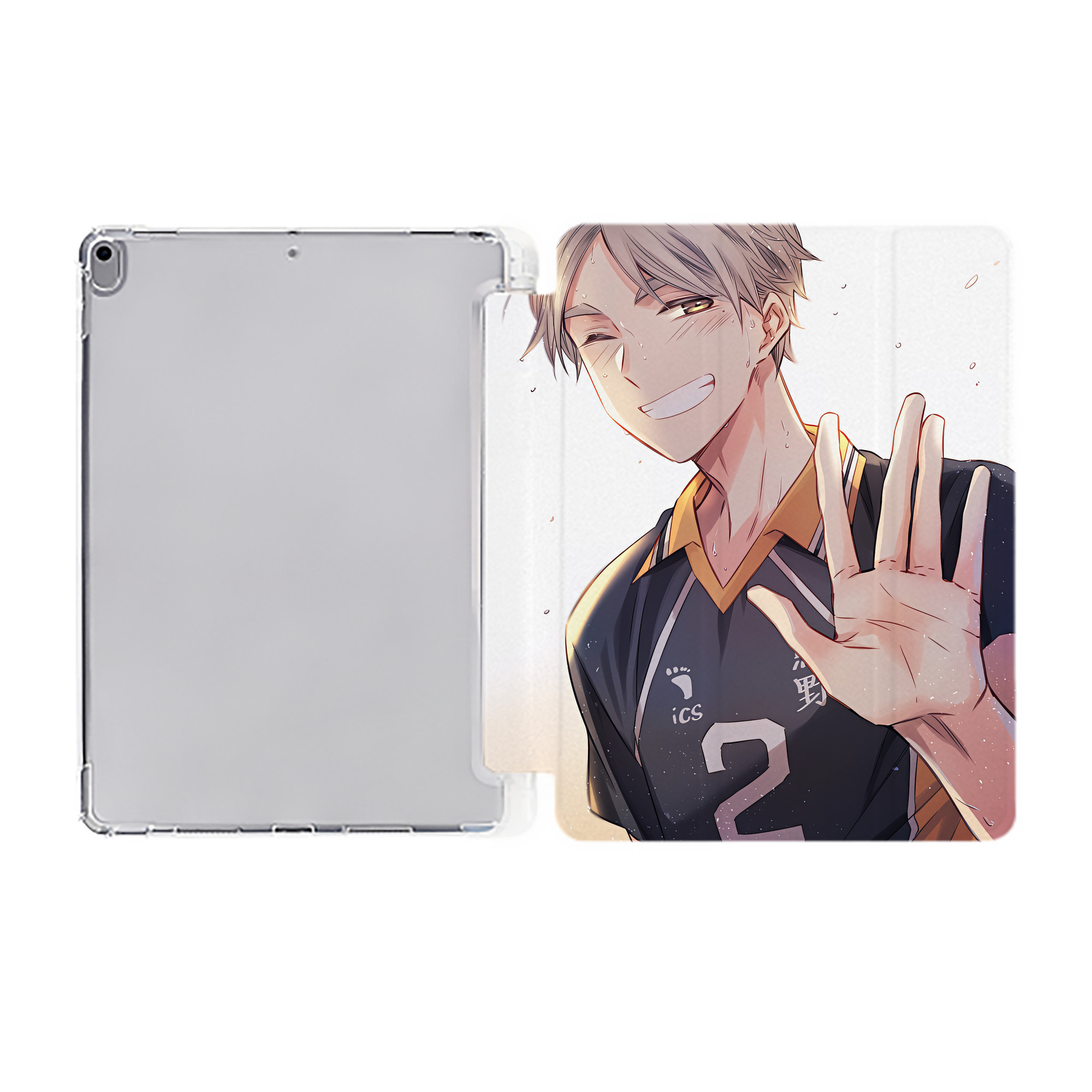 （画像用） ハイキュー!! Haikyu!! IPad ケース ペン収納付き 三つ折りスタンド PUレザー×シリコン 対応機種9.5/10.5/10.9インチ